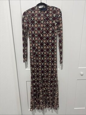 Recollections Burgundy and Cream Geometric Maxi Dress
